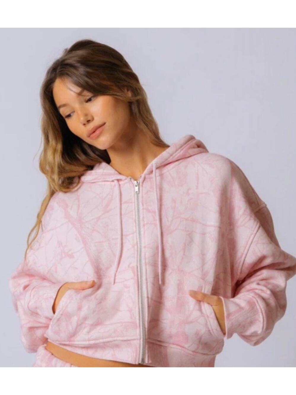 Dairy Boy Bubblegum Camo Zipper Hoodie Women's Sz. L